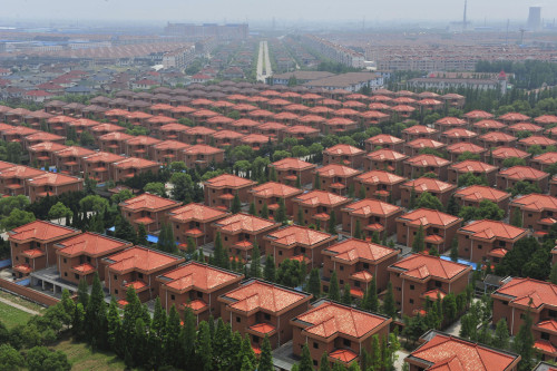 A view of villas built for residents in the Huaxi village of Jiangyin