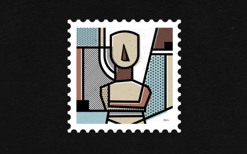 Destination Greece, stamp collection, cycladic figure