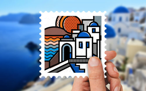 Destination Greece, stamp collection, greek island