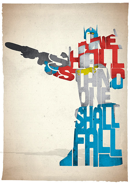 Optimus Prime typographic movie posters Pete Ware