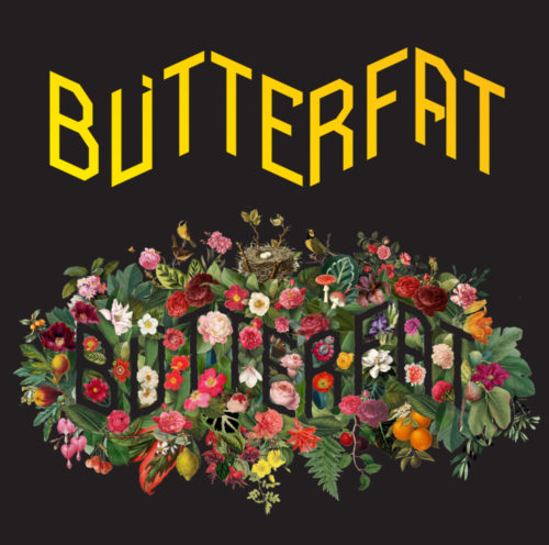 butterfat tattoo studio logo, tattoo shop logo, floral logo, tattoo studio identity, lettering with flowers, flower letters,