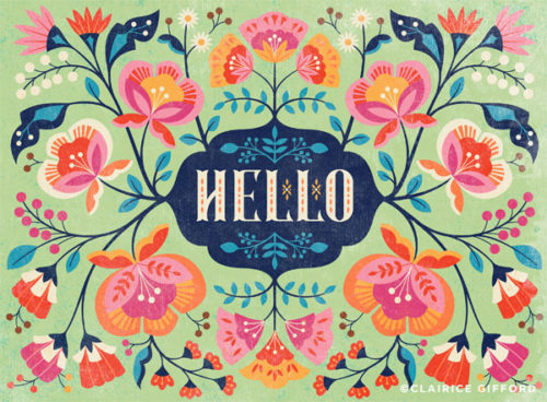 clairice gifford Hello, flower and lettering design