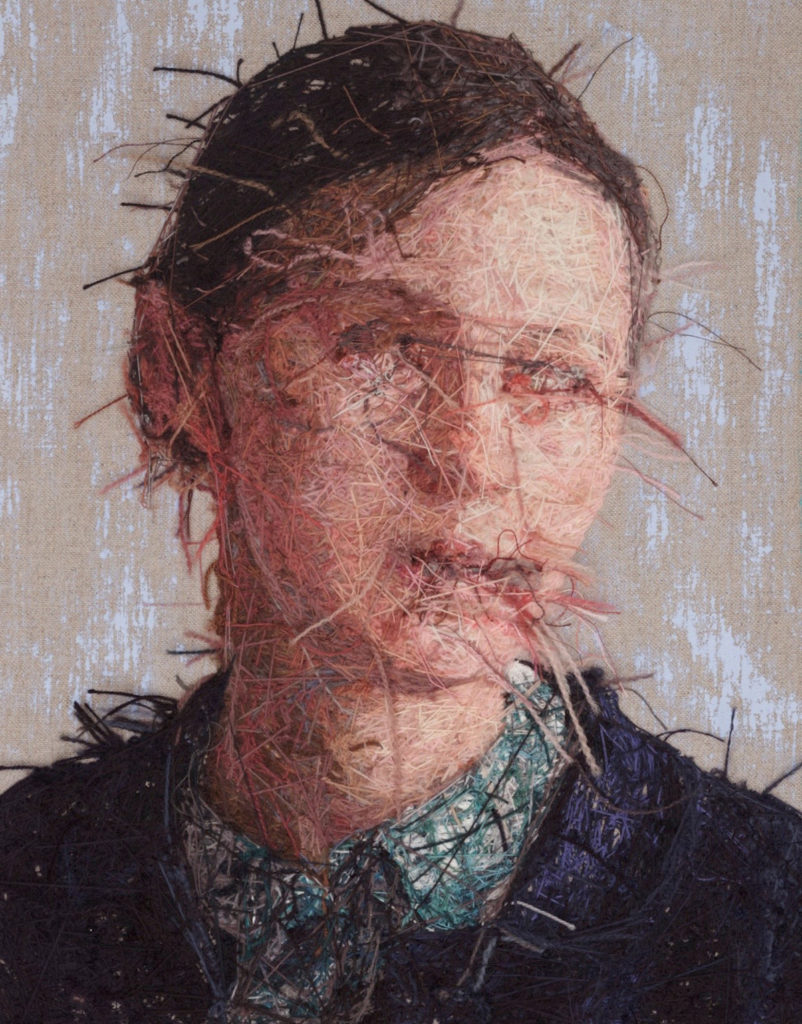 Embroidered portraits by Cayce Zavaglia, reverse